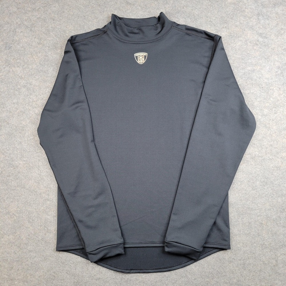 Reebok Shirt Mens 2XL Black NFL Football PlayDry Mock Neck Long Sleeve Top